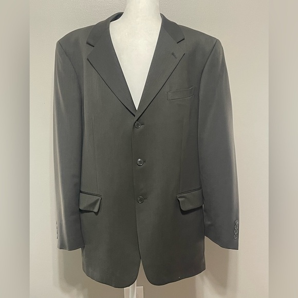 JONES NEW YORK Vtg Mens Gray Golden Fil Wool Suit Jacket 42L USA Career Blazer - Picture 2 of 13